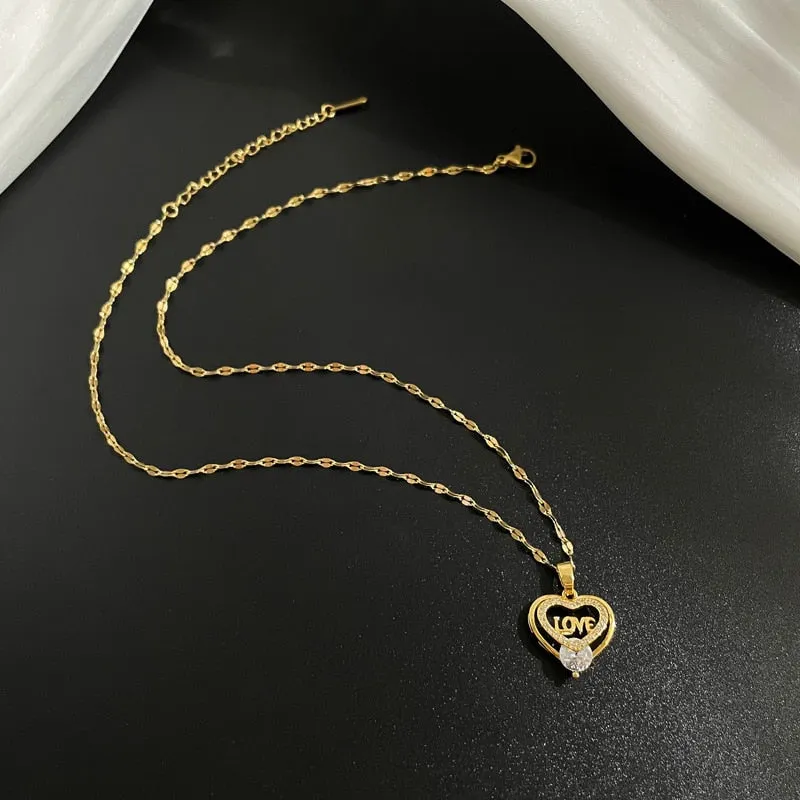Luxury Jewelry Geometry Eternal Love Pendant   Choker Necklace For Women