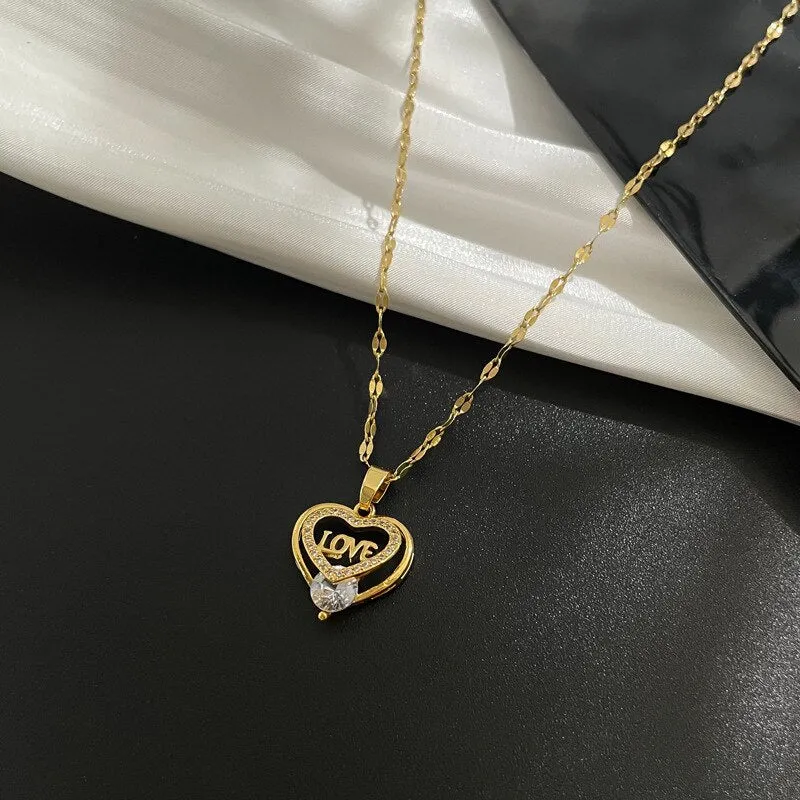 Luxury Jewelry Geometry Eternal Love Pendant   Choker Necklace For Women