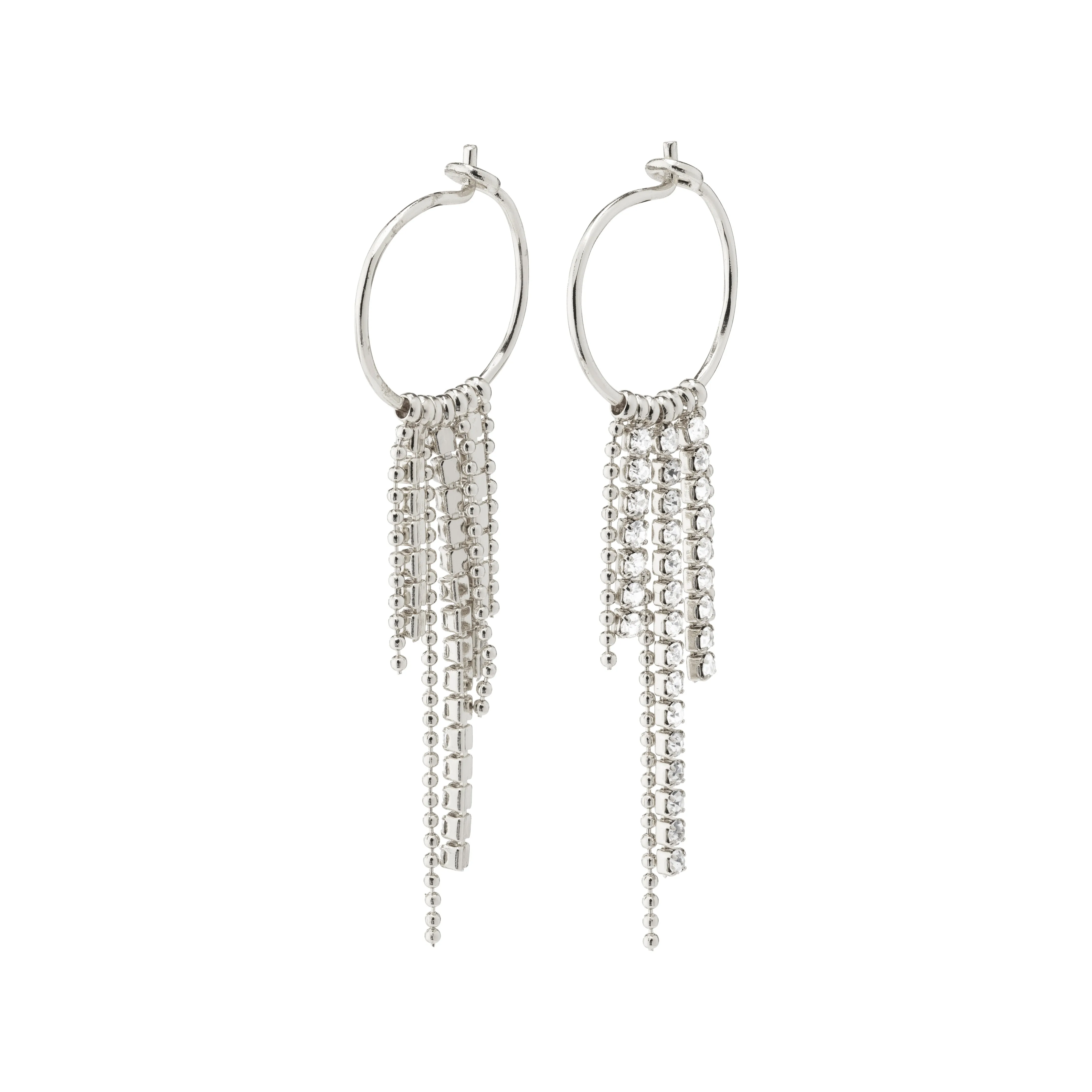 MAJA crystal waterfall hoop earrings silver-plated