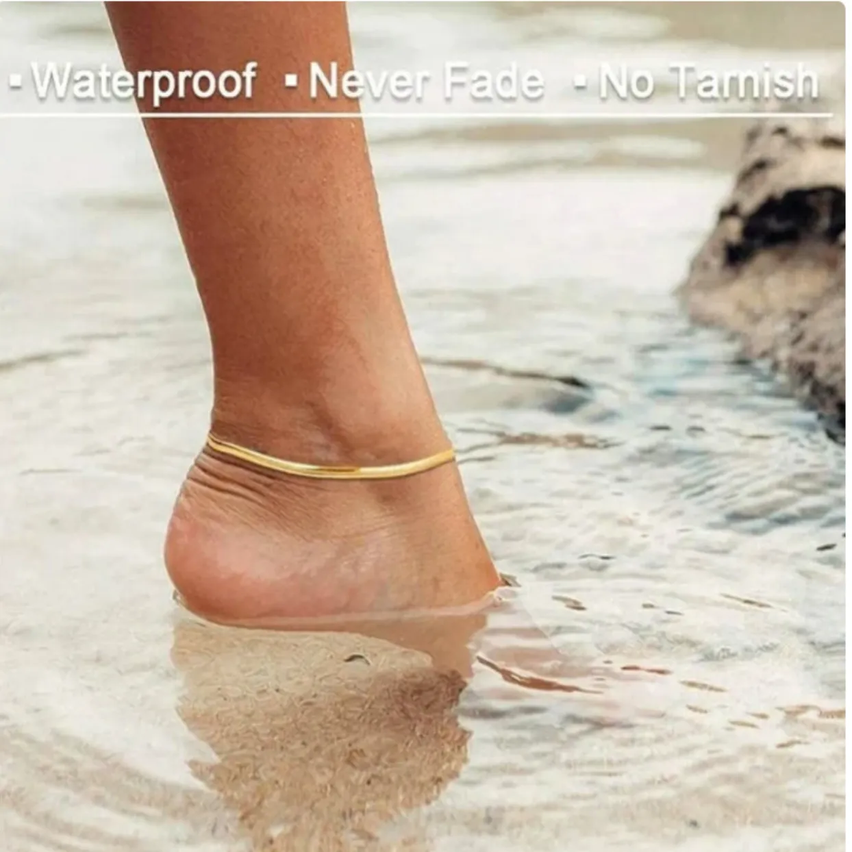 MEDUSA 18K GOLD WATERPROOF SNAKE CHAIN ANKLET