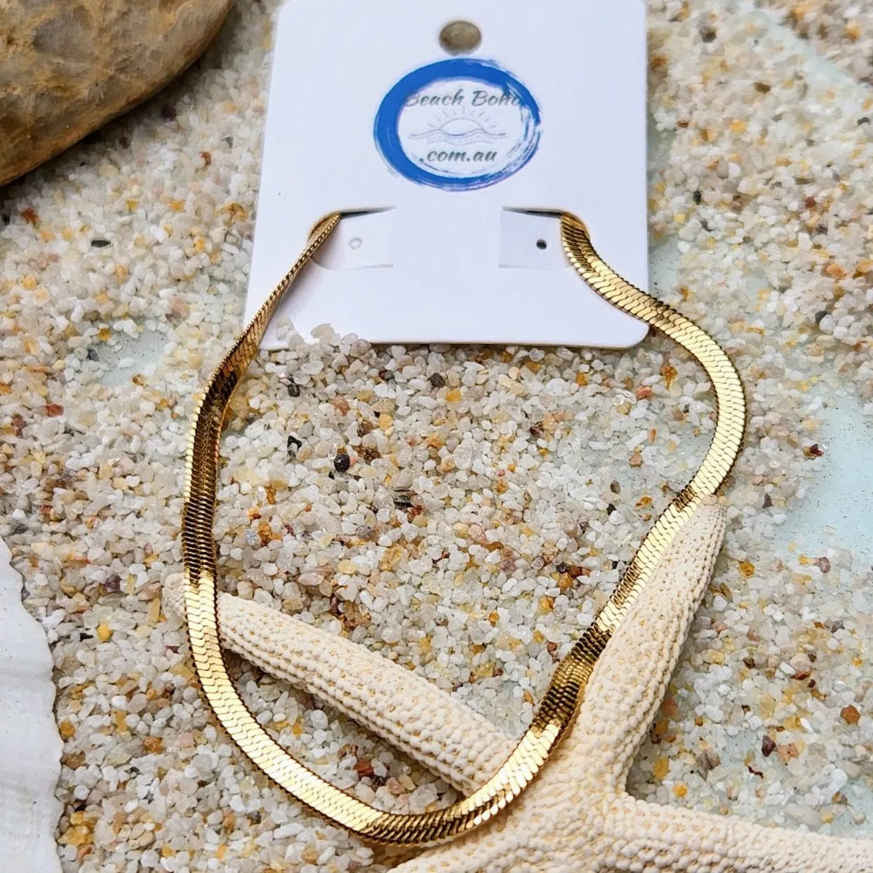 MEDUSA 18K GOLD WATERPROOF SNAKE CHAIN ANKLET