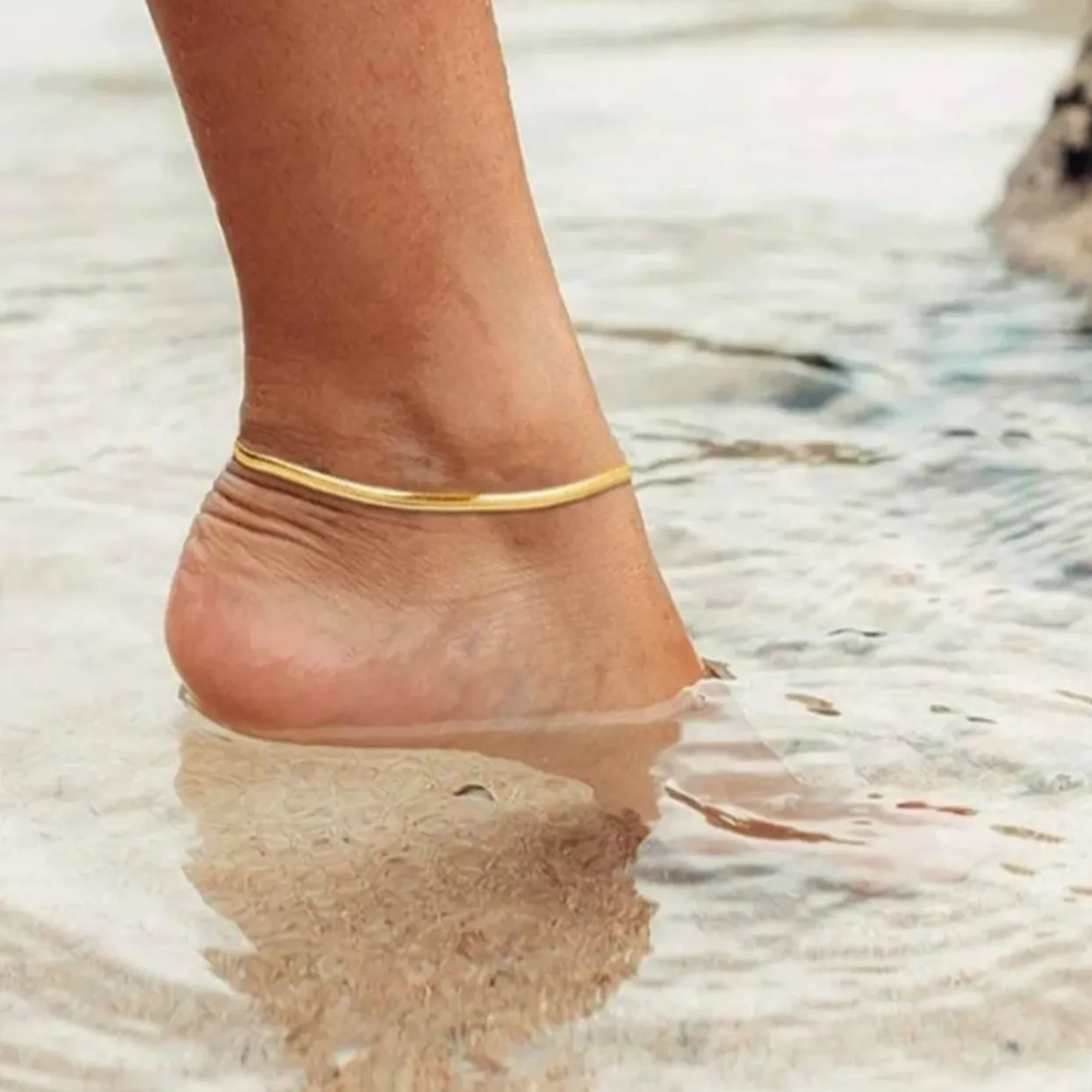 MEDUSA 18K GOLD WATERPROOF SNAKE CHAIN ANKLET
