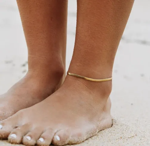 MEDUSA 18K GOLD WATERPROOF SNAKE CHAIN ANKLET