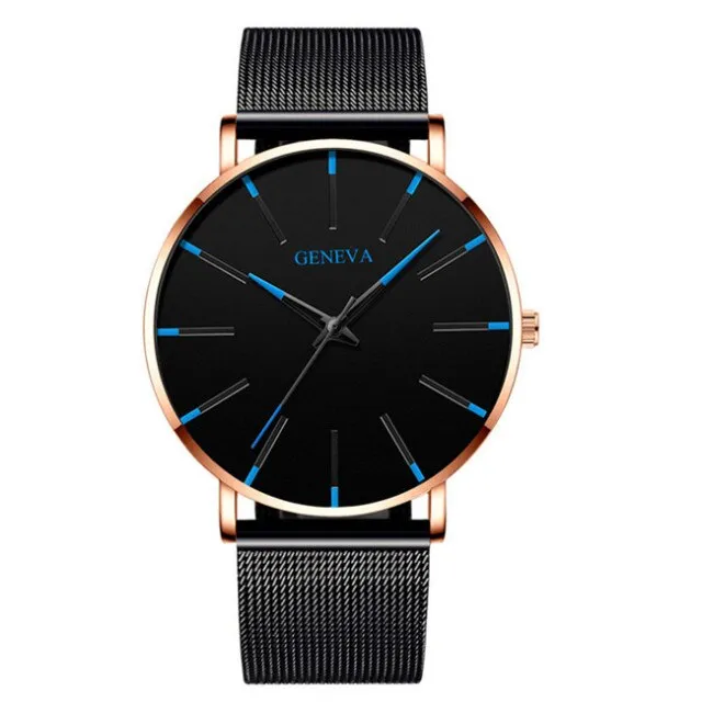 Mens Minimalist Ultra Thin Stainless Steel Mesh Belt Watch
