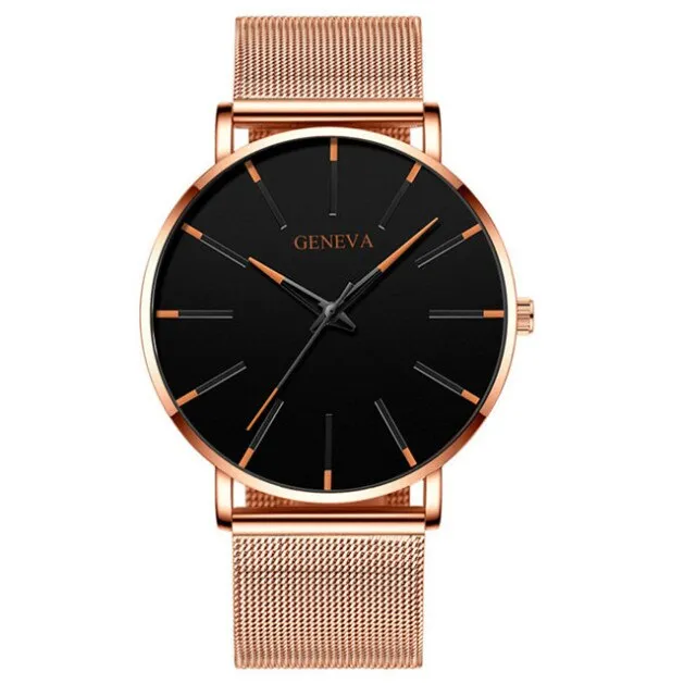 Mens Minimalist Ultra Thin Stainless Steel Mesh Belt Watch