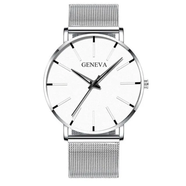 Mens Minimalist Ultra Thin Stainless Steel Mesh Belt Watch