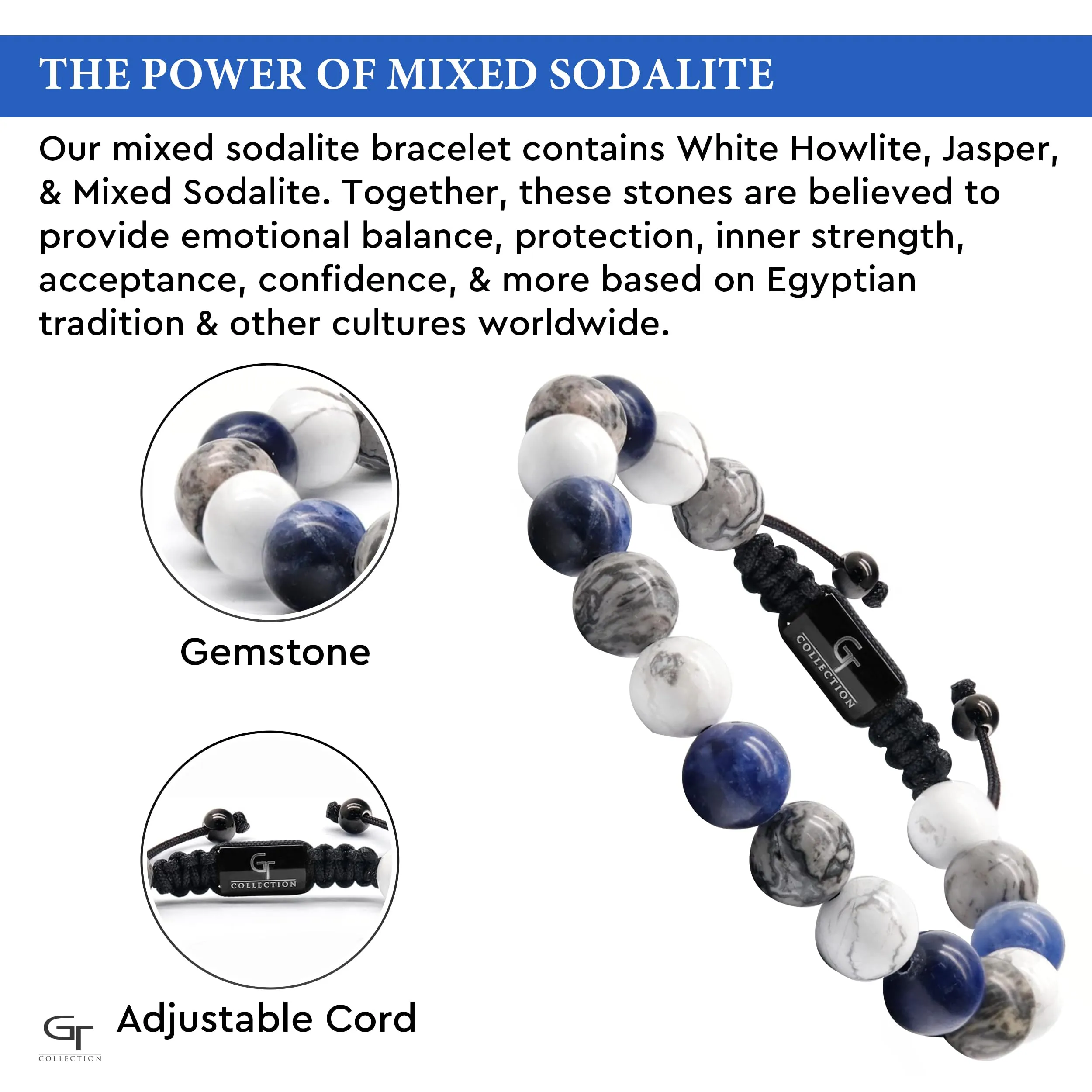 Men's Sodalite, Howlite, Jasper Beaded Bracelet
