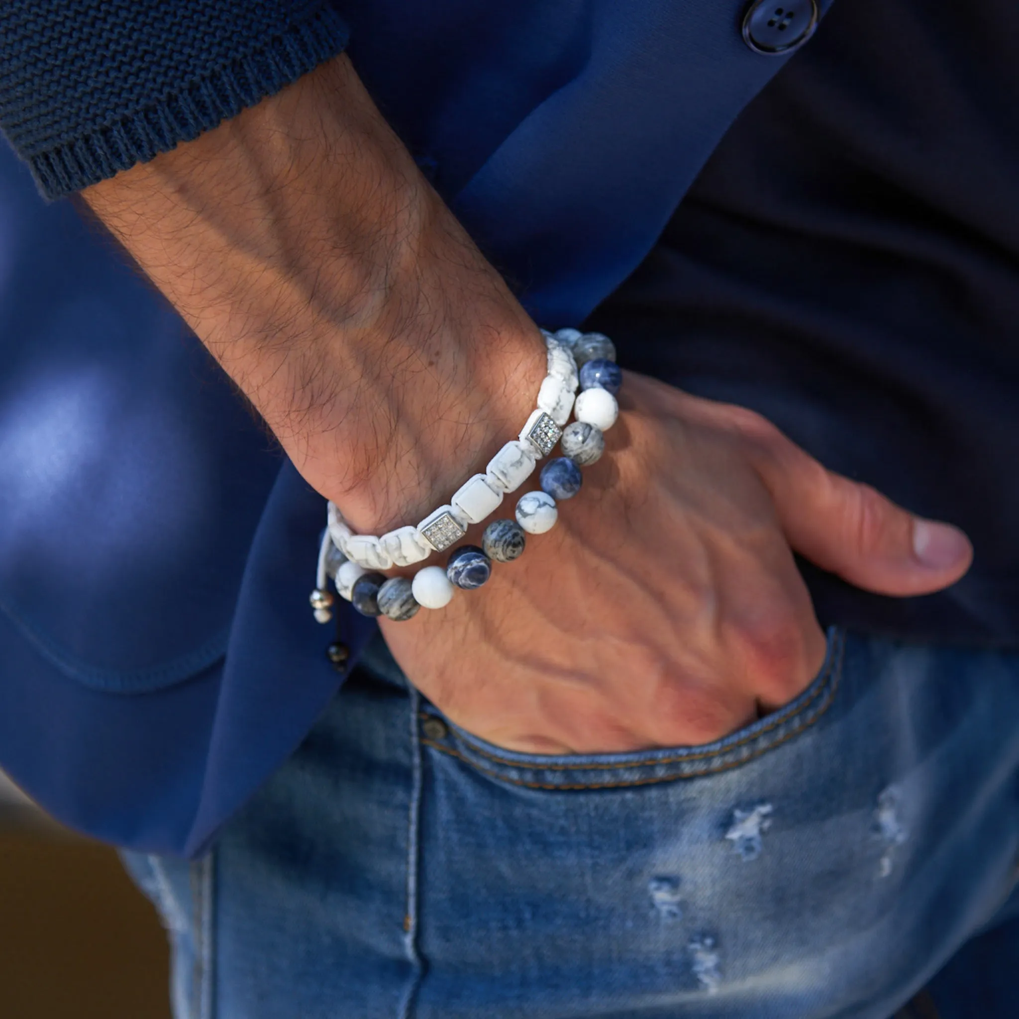 Men's Sodalite, Howlite, Jasper Beaded Bracelet