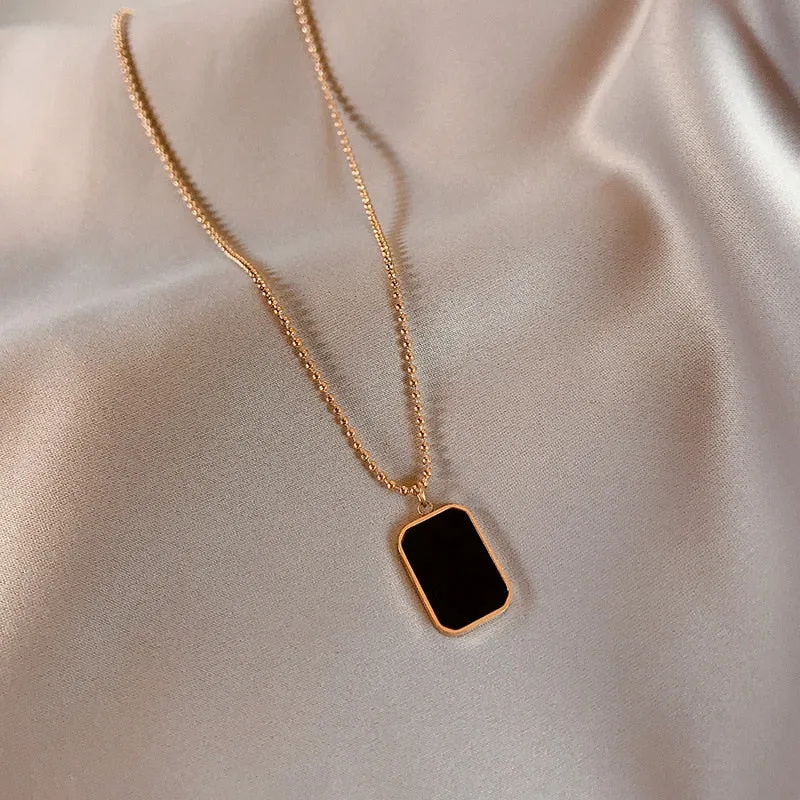 Minimalism Geometric Shape Choker Charms Beaded Chain Necklaces Pendants For Women