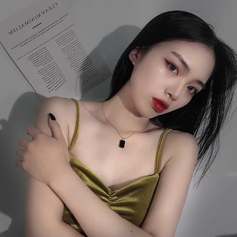 Minimalism Geometric Shape Choker Charms Beaded Chain Necklaces Pendants For Women