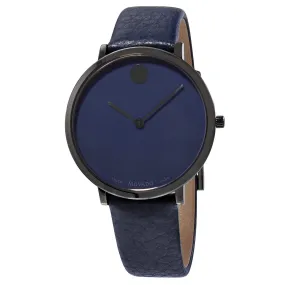 Movado Modern 47 Ultra Slim Quartz Blue Museum  Dial Ladies Watch 0607341