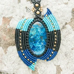 Nagini Macrame Pendant with Azurite Stone