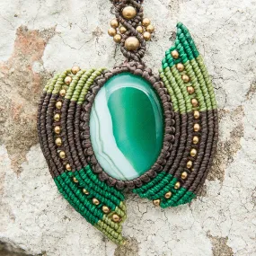 Nagini Macrame Pendant with Green Agate Stone