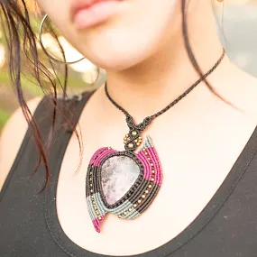 Nagini Macrame Pendant with Rhodonite Stone