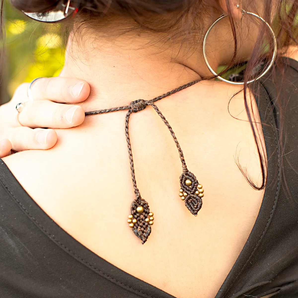 Nagini Macrame Pendant with Rhodonite Stone