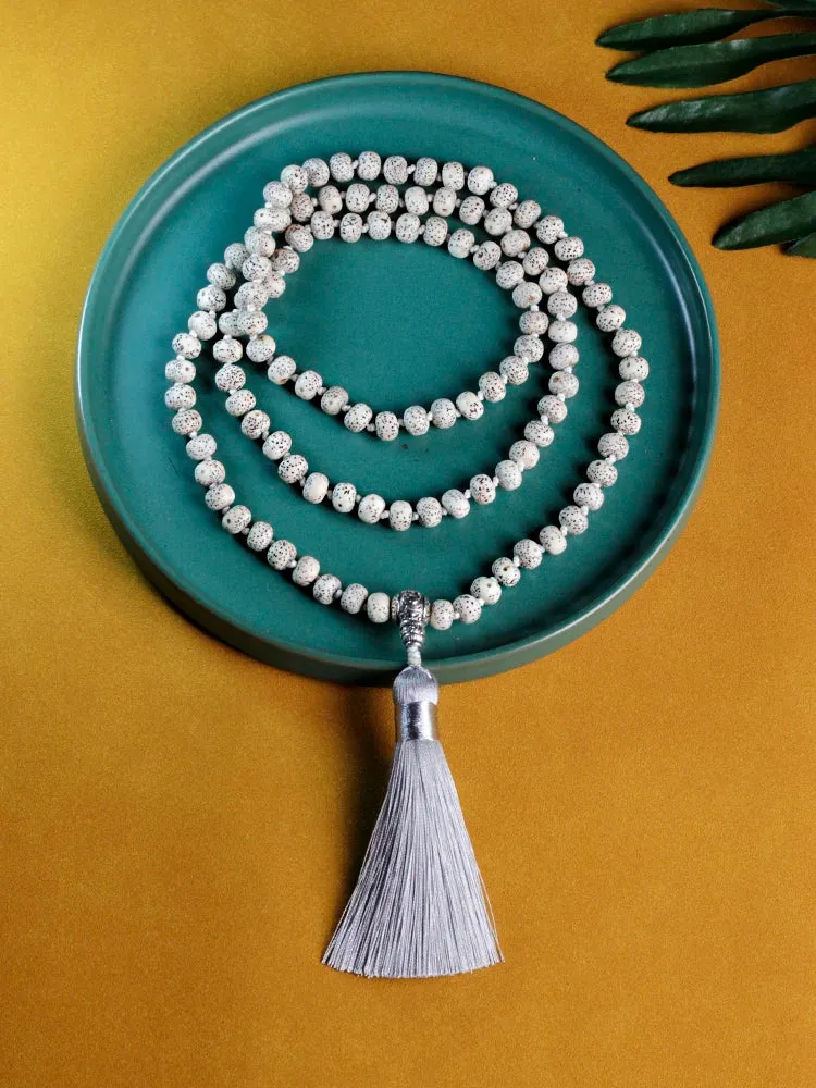 Natural Star Moon Bodhi Beaded Knotted Japamala Necklace WithTassel Meditation