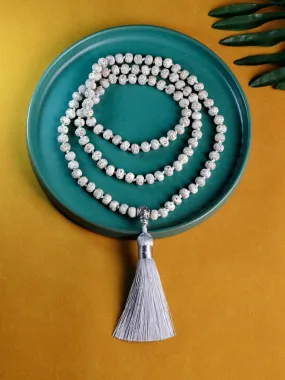 Natural Star Moon Bodhi Beaded Knotted Japamala Necklace WithTassel Meditation