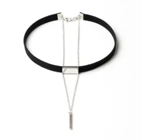New Black Velvet Choker Necklace Gold Chain Bar Chokers Necklace