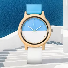 New Fashion Two-color Stitching Candy Color Wooden Watch Silicone Bangle Watch Men's Women's Quartz Wristwatches Relojes Hombre