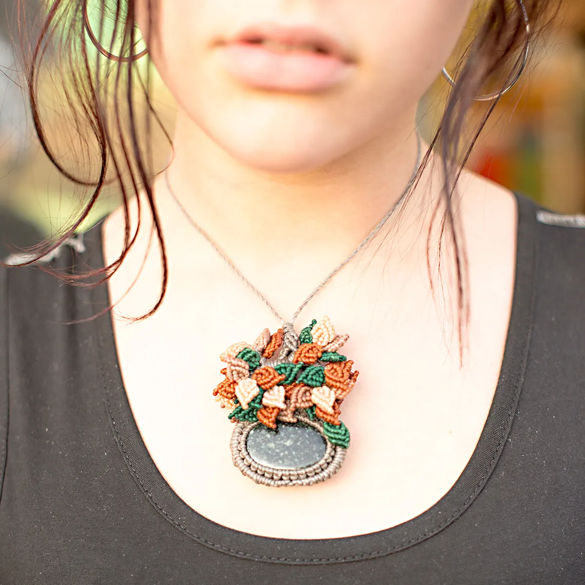 Oasis Macrame Pendant with Guatemalan Jade Stone