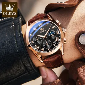 Olevs Top Brand Mens Quartz Watch Noctilucent Business Waterproof