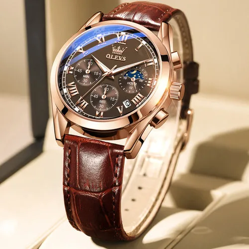 Olevs Top Brand Mens Quartz Watch Noctilucent Business Waterproof