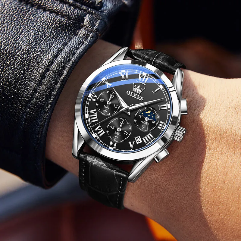Olevs Top Brand Mens Quartz Watch Noctilucent Business Waterproof