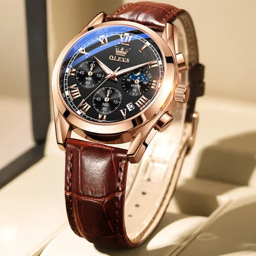 Olevs Top Brand Mens Quartz Watch Noctilucent Business Waterproof