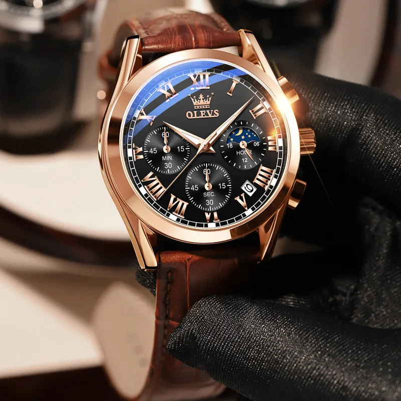 Olevs Top Brand Mens Quartz Watch Noctilucent Business Waterproof