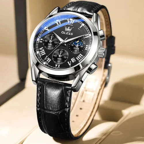 Olevs Top Brand Mens Quartz Watch Noctilucent Business Waterproof