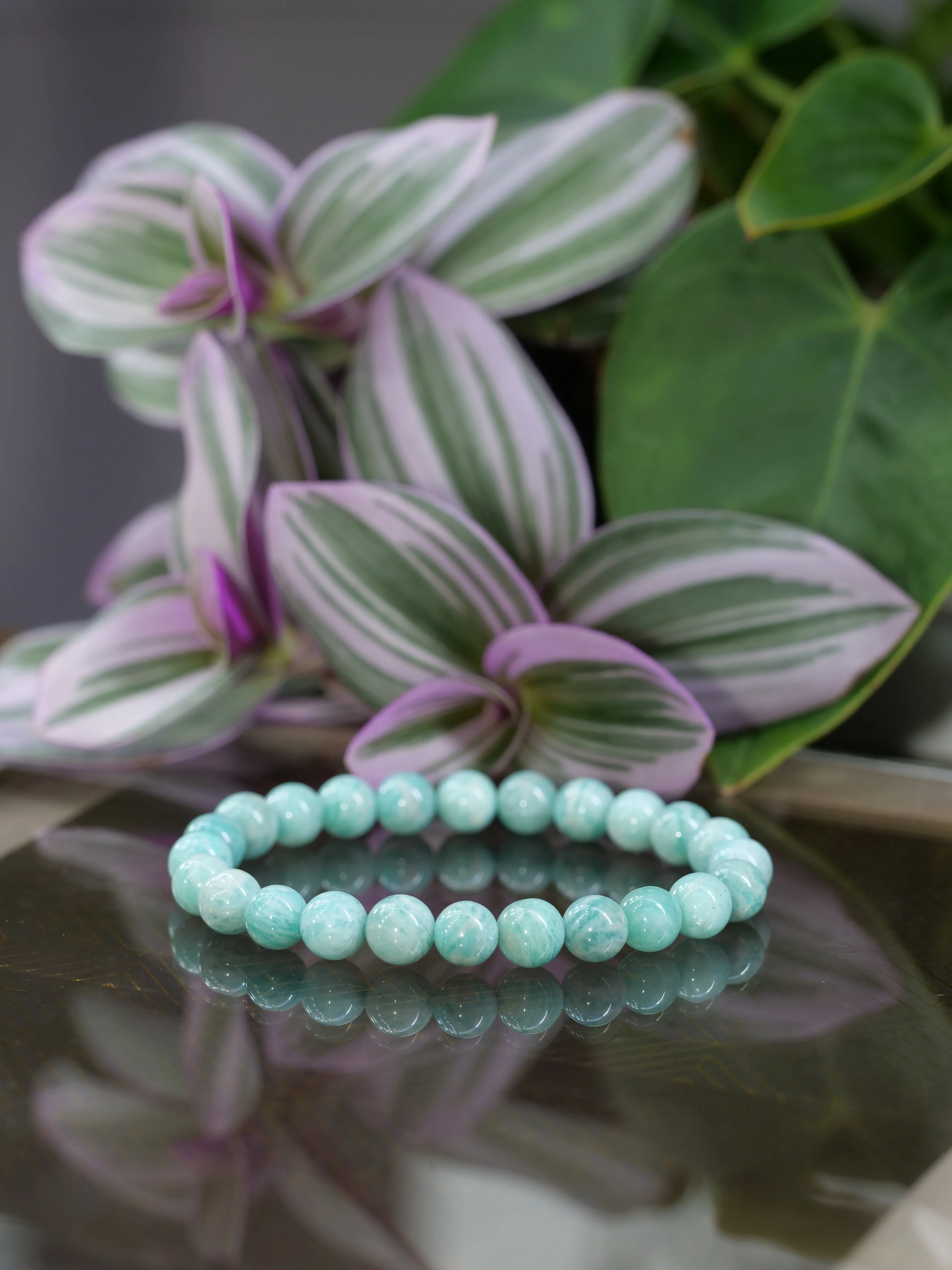 Peru Amazonite 8mm Beaded Natural Gemstone Elastic Bracelet, Genuine Top Grade Gift Jewelry, Men Women Fashion Crystal Energy Jewellery