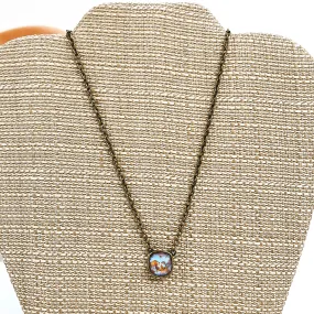 Pink Panache | Bronze Chain Necklace with Cushion Cut Crystal in Cappuccino