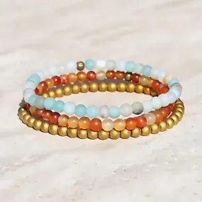 "Confidence" Amazonite Carnelian & Hematite Bracelet Set