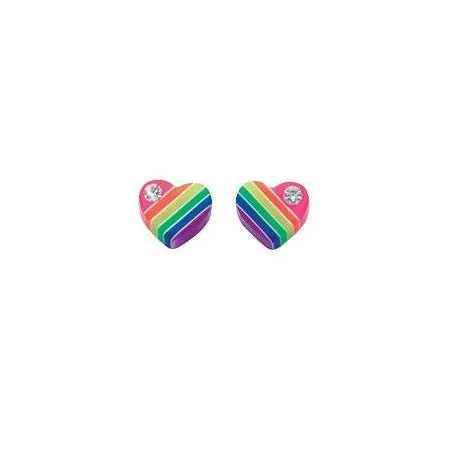 Rainbow Crystal Heart Stud Earrings