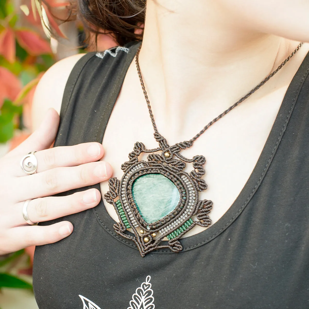 Rani Macrame Pendant with Amazonite Stone