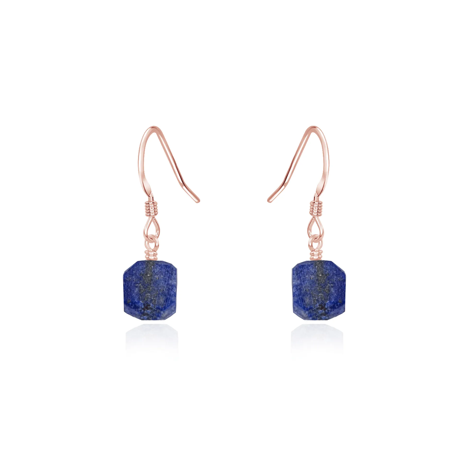 Raw Blue Lapis Lazuli Crystal Dangle Drop Earrings