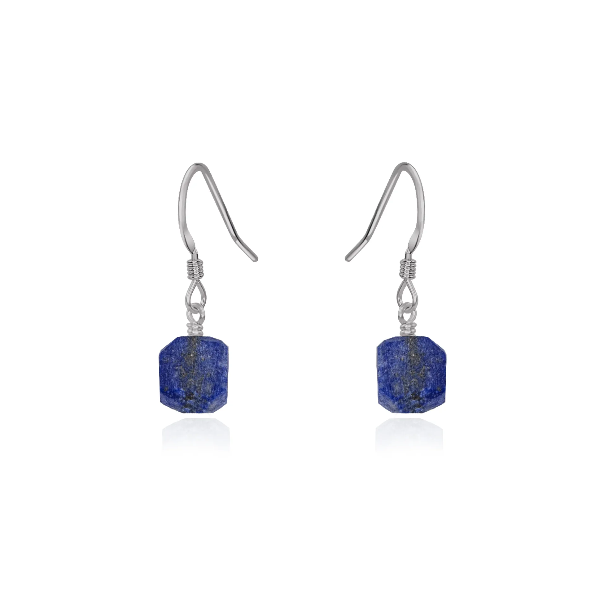 Raw Blue Lapis Lazuli Crystal Dangle Drop Earrings