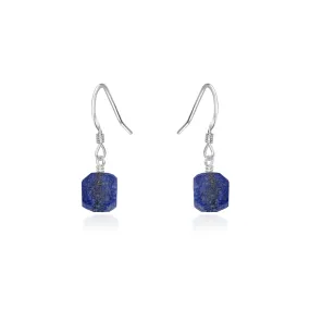Raw Blue Lapis Lazuli Crystal Dangle Drop Earrings