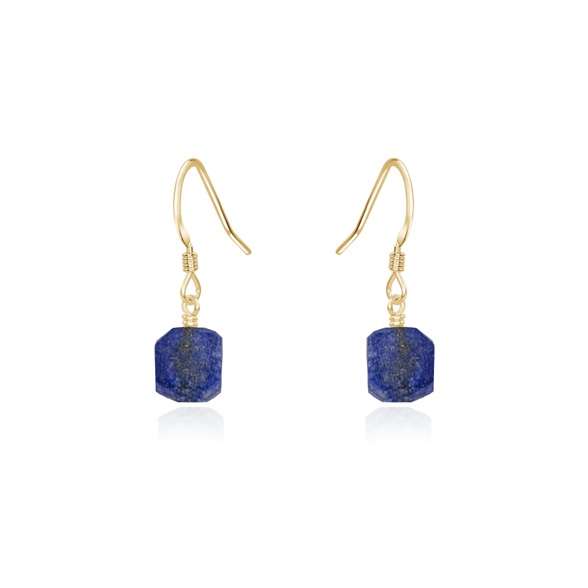 Raw Blue Lapis Lazuli Crystal Dangle Drop Earrings