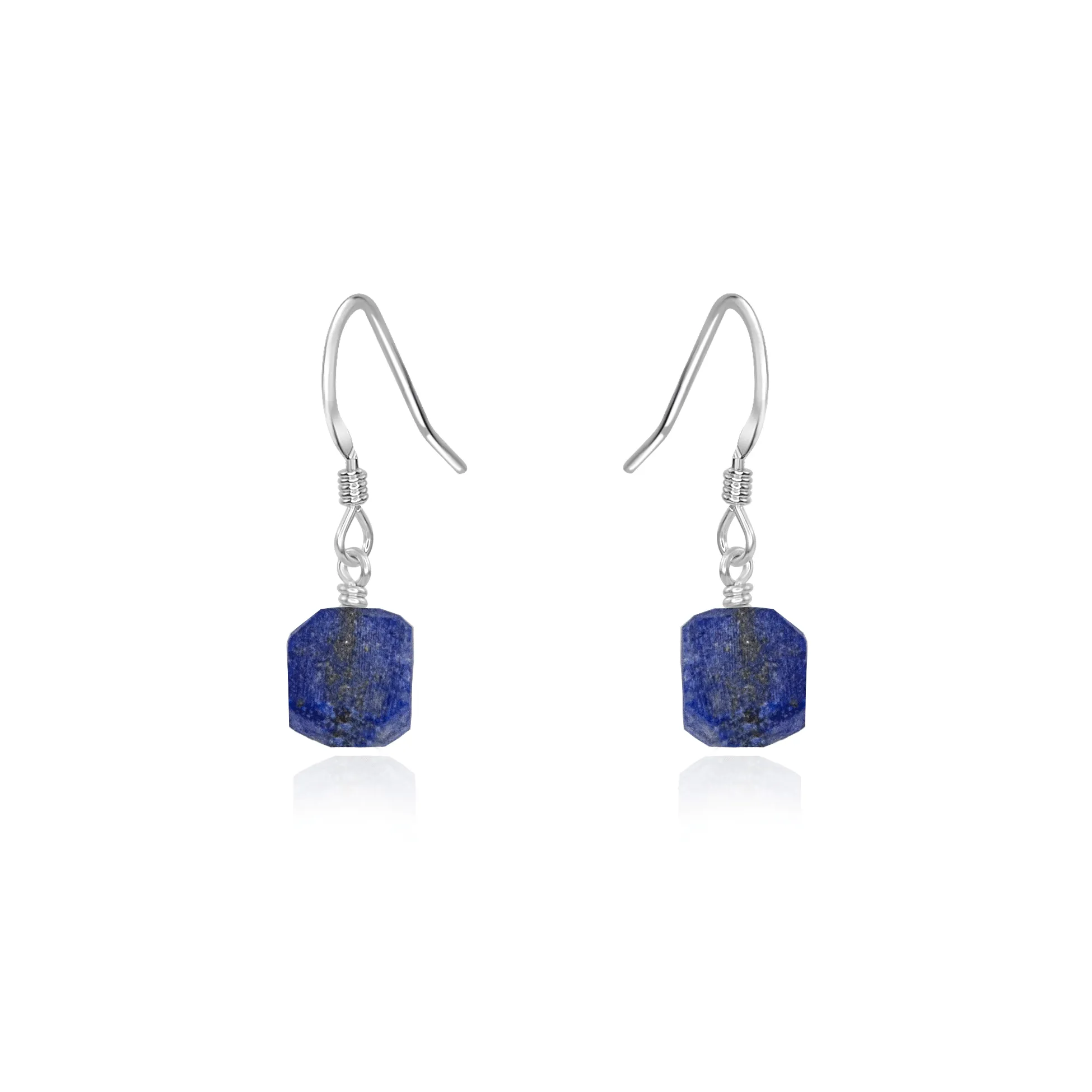 Raw Blue Lapis Lazuli Crystal Dangle Drop Earrings