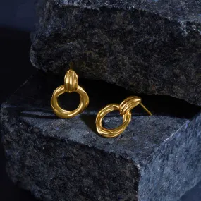 Real Gold Plated Door Knocker Studs Earrings