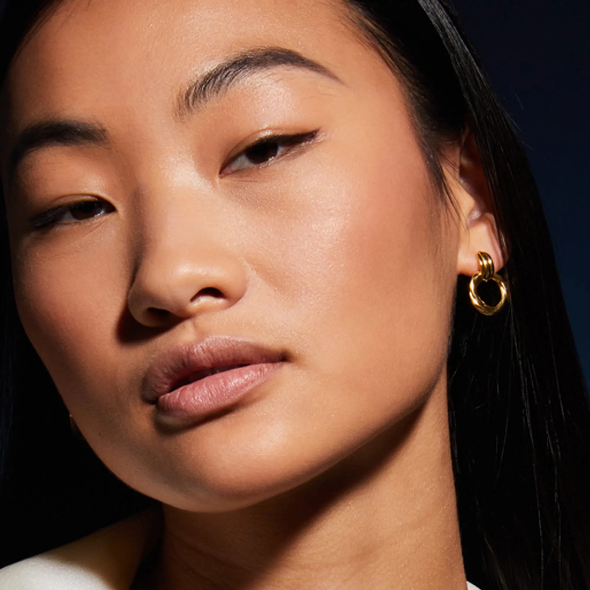 Real Gold Plated Door Knocker Studs Earrings
