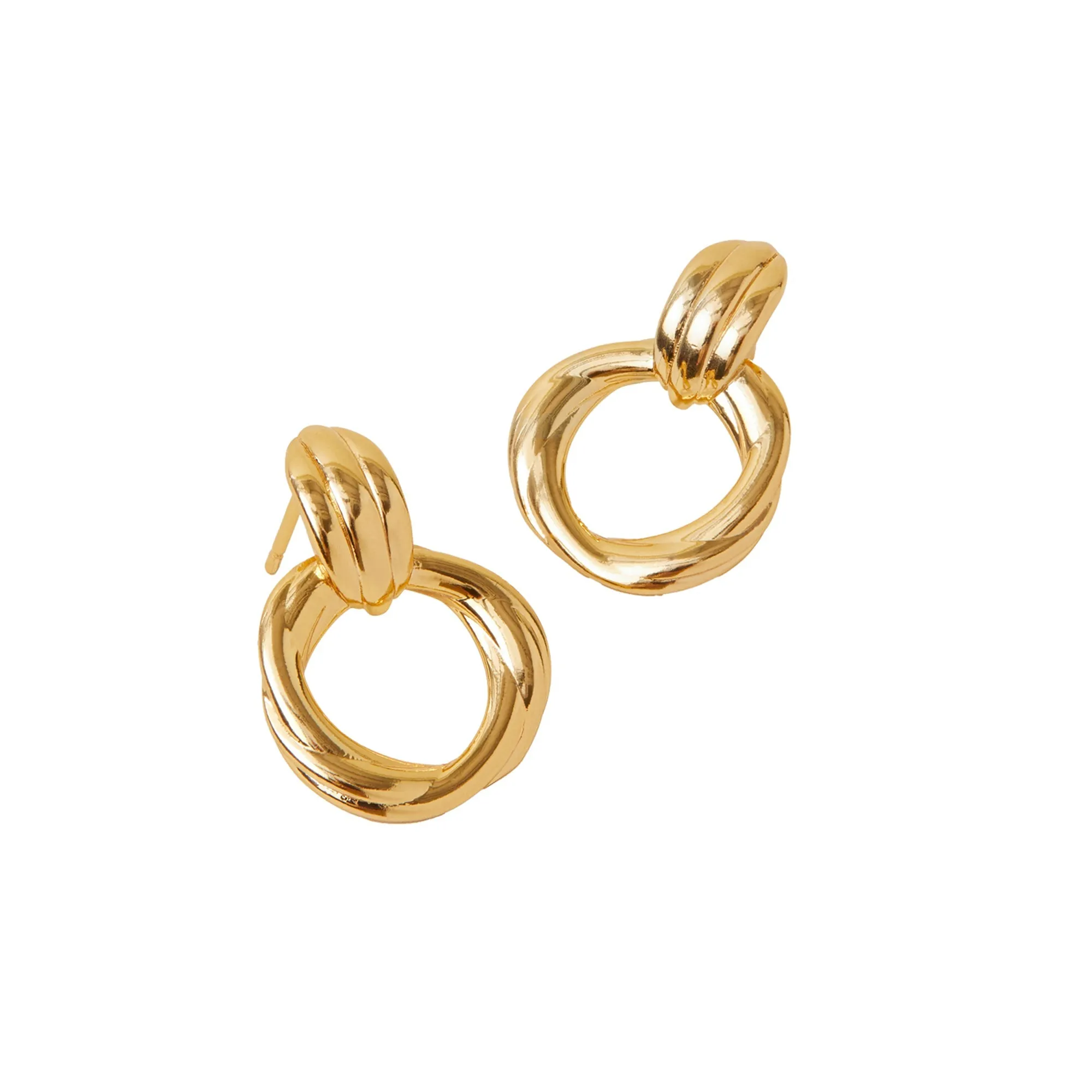 Real Gold Plated Door Knocker Studs Earrings