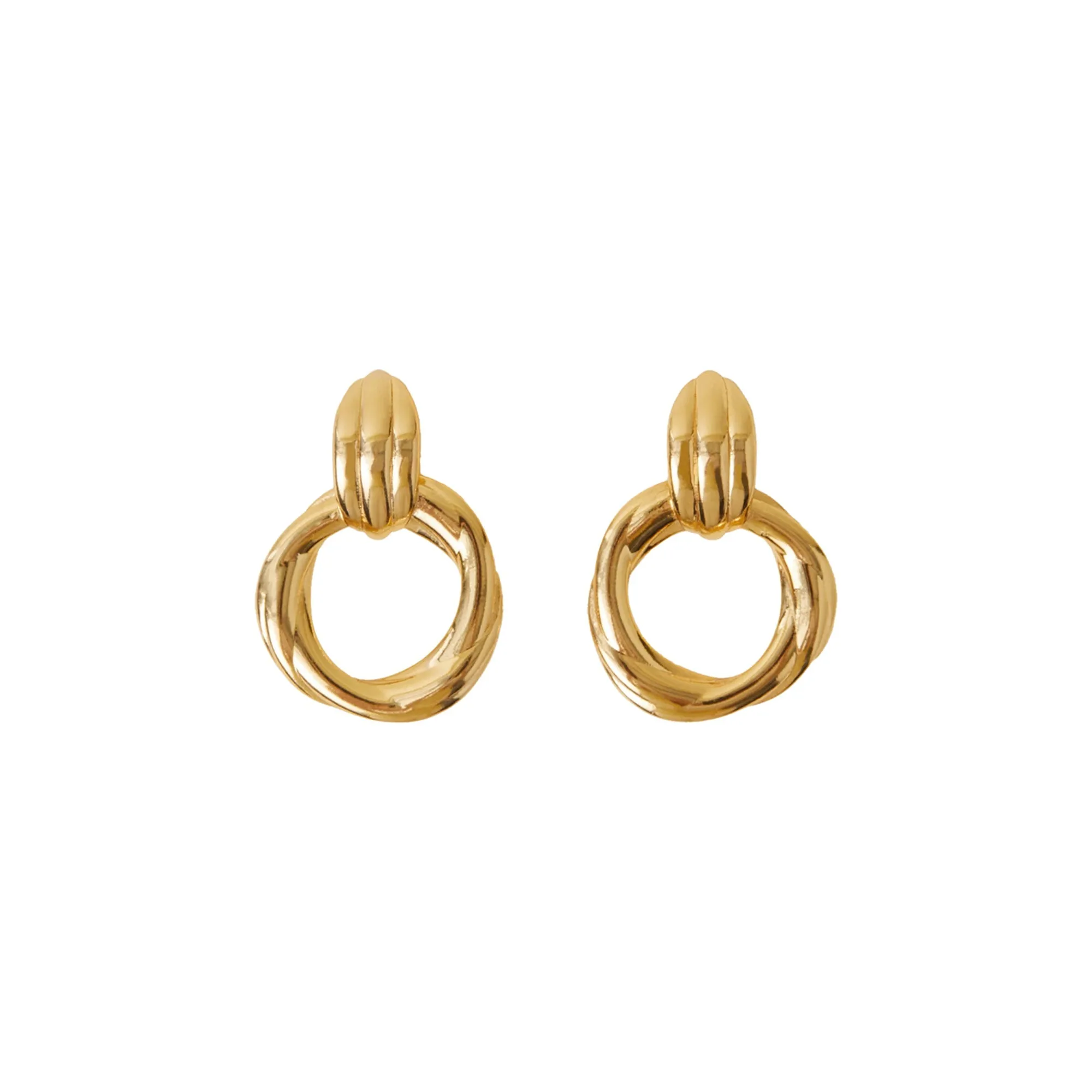 Real Gold Plated Door Knocker Studs Earrings
