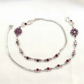 Red Flower Dot Anklets