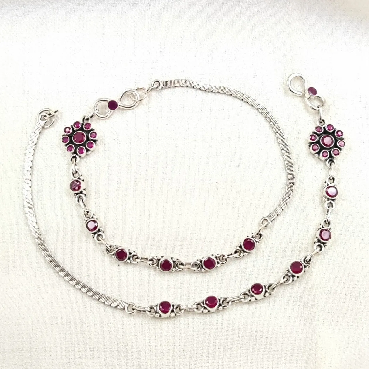 Red Flower Dot Anklets