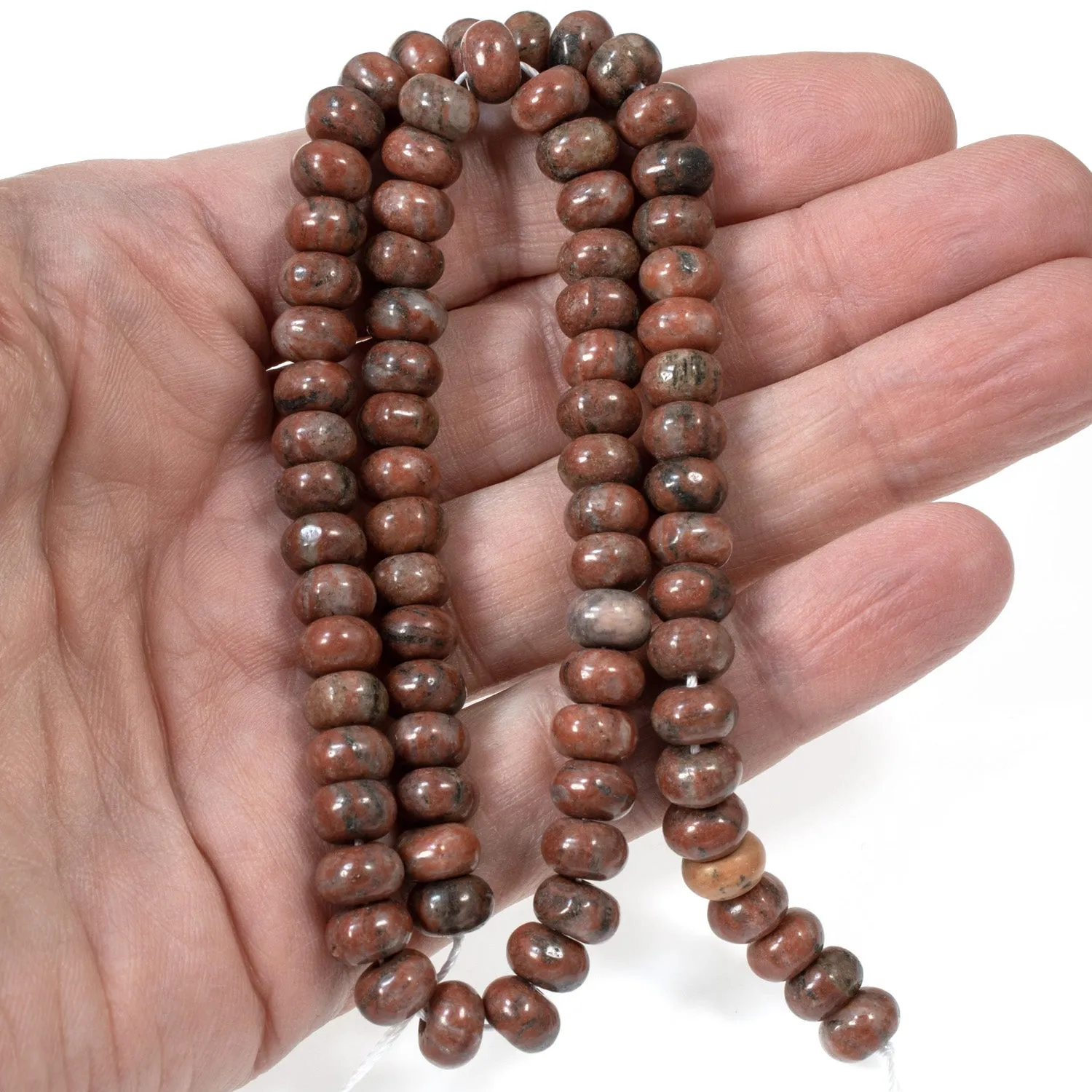 Red Sesame Jasper Rondelle Beads - 5x7mm Natural Stone Beads - Jewelry Making