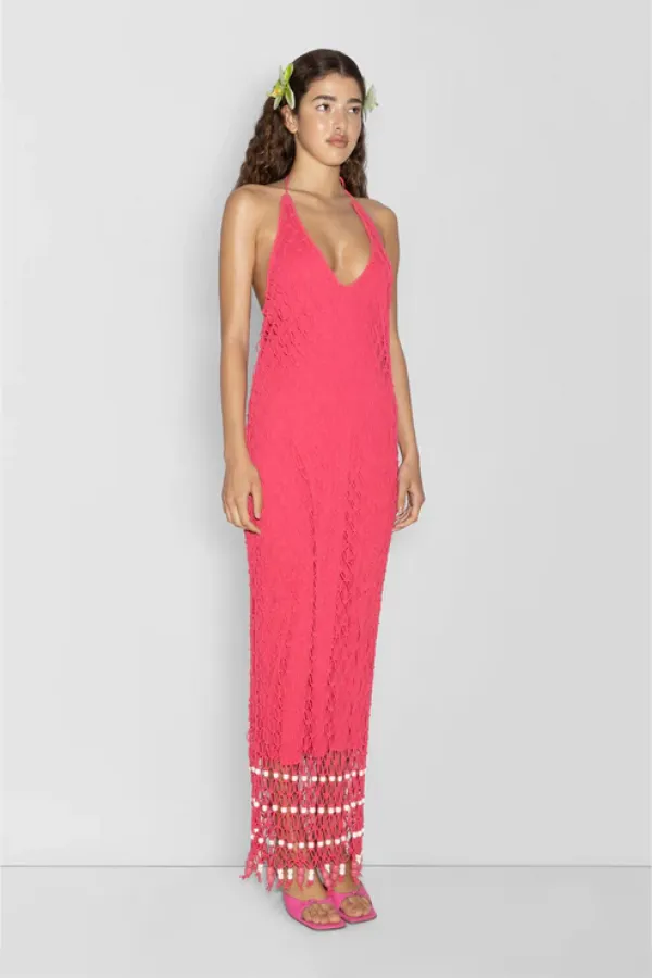 Reis Macrame Maxi Dress Candy