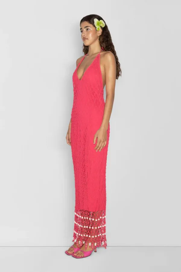 Reis Macrame Maxi Dress Candy