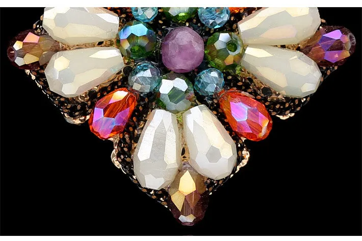 Retro Crystal Flower Studs